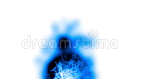 白色火花在蓝色和黑色上爆发模糊的形状在白色背景上移动单色冷蓝图形动画视频的预览图