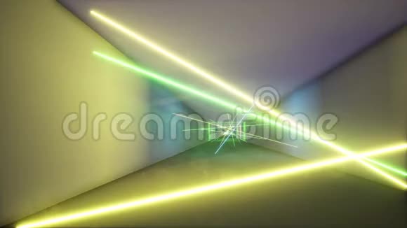 荧光紫外光彩色激光霓虹灯线隧道飞测无尽隧道蓝粉色谱三维渲染视频的预览图
