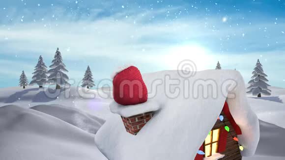 圣诞老人在冬季雪景中的烟囱礼物视频的预览图
