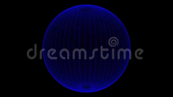 屈体式循环旋转球体动画循环阿尔法透明背景上的蓝点和线视频的预览图