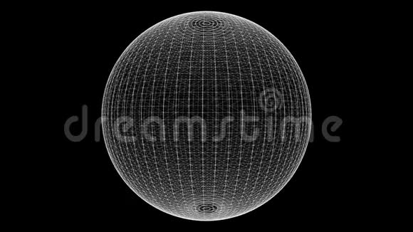 屈体式循环旋转球体动画循环阿尔法透明背景上的白点和白线视频的预览图