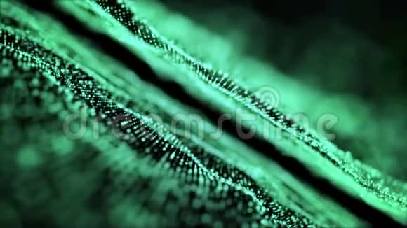 绿色标题背景抽象运动数字波粒子相机在右边旋转视频的预览图