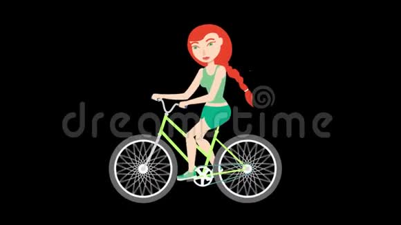 动画角色女孩自行车视频的预览图