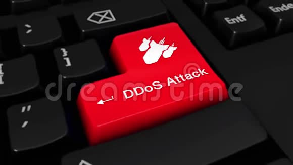 计算机键盘按钮上的DDoS攻击圆形运动视频的预览图