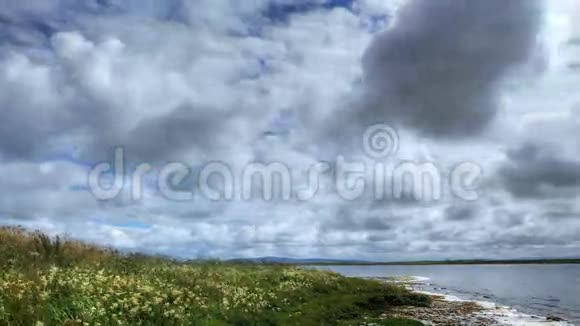 苏格兰奥克尼安静的湖畔景色视频的预览图