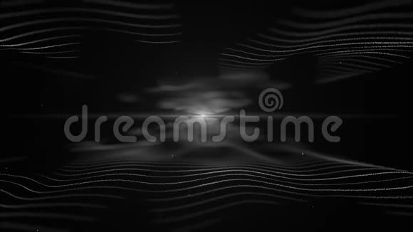 抽象的能量背景白色模仿黑色背景上的波浪光模糊的水晶白色闪烁在视频的预览图