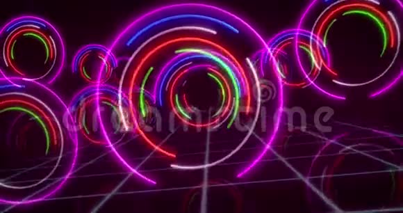 抽象背景霓虹圈灯视频的预览图