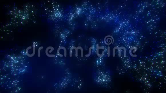 蓝色发光粒子波动循环抽象运动背景视频的预览图