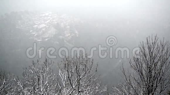 瓦雷西圣山古村的积雪视频的预览图