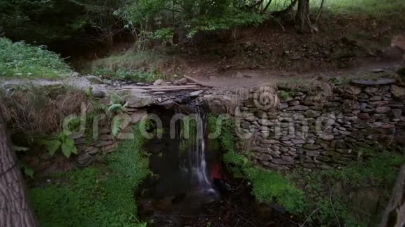 成群的山羊用小瀑布过河视频的预览图