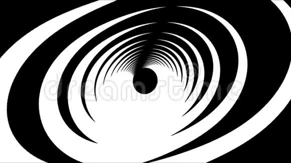 抽象黑白螺旋动画由旋转线产生的黑白颜色的催眠圆形螺旋旋转视频的预览图