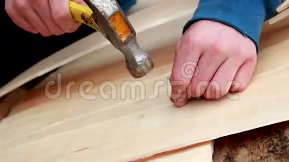 雪松木瓦摇钉在木板上的家伙视频的预览图