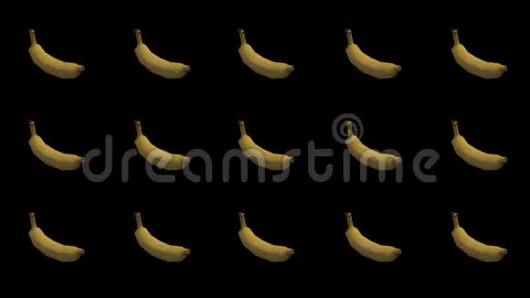 香蕉在黑色背景上旋转循环香蕉背景视频的预览图