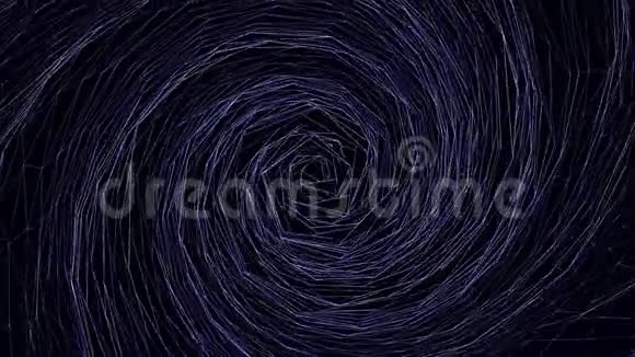 抽象螺旋隧道旋转时以窄紫色线的形式以三角形的形式居中无缝环无止境视频的预览图