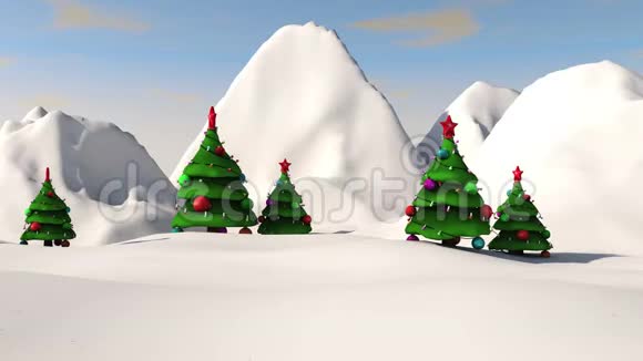 圣诞老人用鹿拉的雪橇运送礼物3D绘制视频的预览图