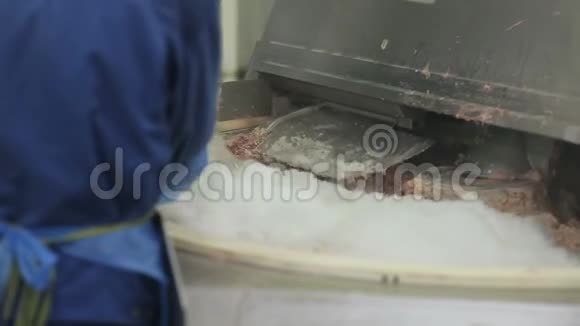肉糜生产机器将肉和香料混合制成香肠视频的预览图