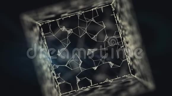 世界网络内部透明网络立方体上的黑色视频的预览图