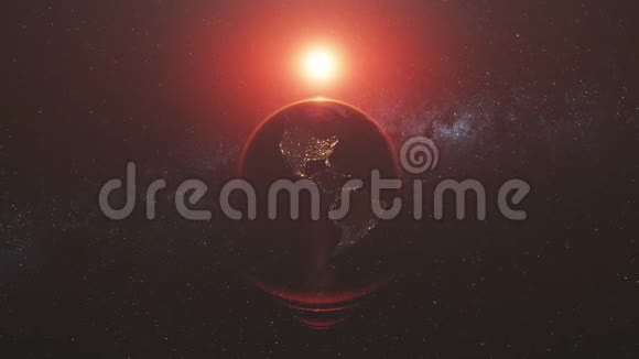 明亮的太阳照耀着地球的图案行星视频的预览图
