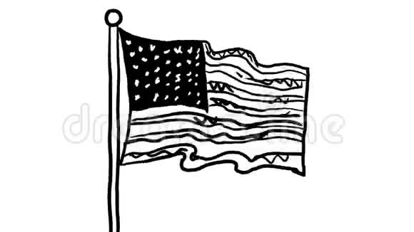 美国星条旗波浪二维动画视频的预览图