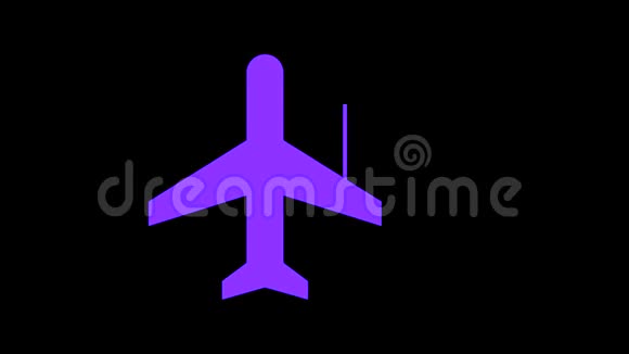 在黑色背景下移动和操纵抽象飞机图标的顶部视图动画紫色飞机飞行视频的预览图