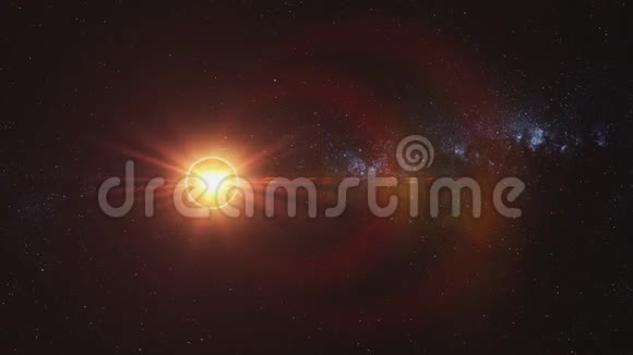 运动图橙色太阳模型闪耀黑色外层空间视频的预览图