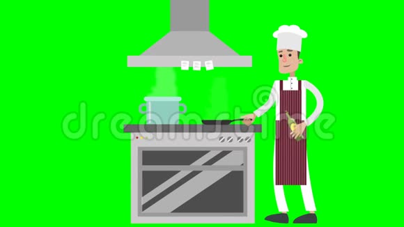 卡通厨师炸蔬菜视频的预览图