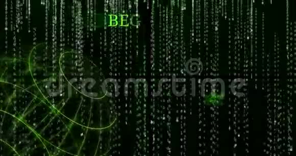 发光光束BEAM符号与下落的二进制代码符号视频的预览图