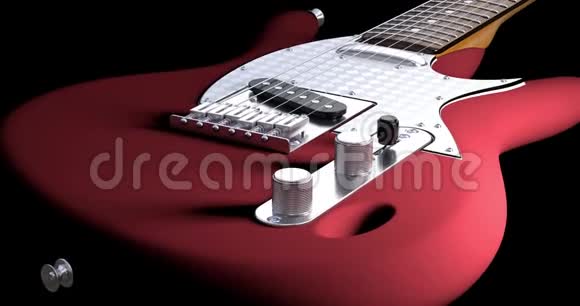 在黑色背景下显示电吉他的动画视频的预览图