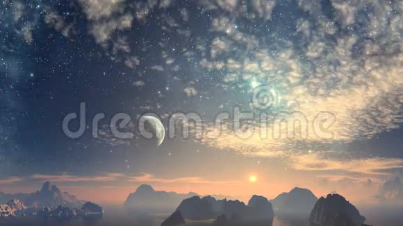行星月亮太阳星云恒星云空间天空夜晚视频的预览图