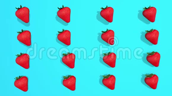 彩色图案与草莓水果三维元素视频镜头4K循环视频的预览图