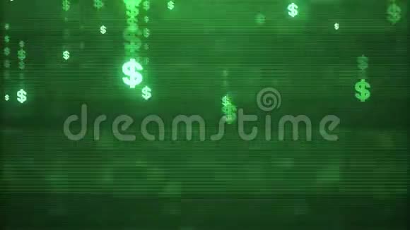美元符号雨声噪音绿色电视屏幕动画背景新质量形状通用技术运动视频的预览图