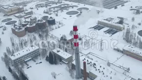 冬季水处理设施厂房污水处理厂空中观景视频的预览图