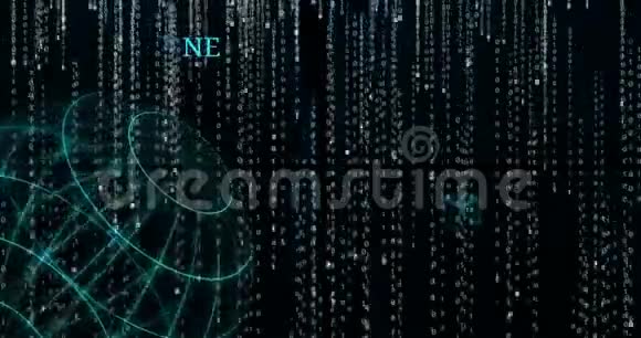 发光的近地天体符号与下落的二进制代码符号视频的预览图