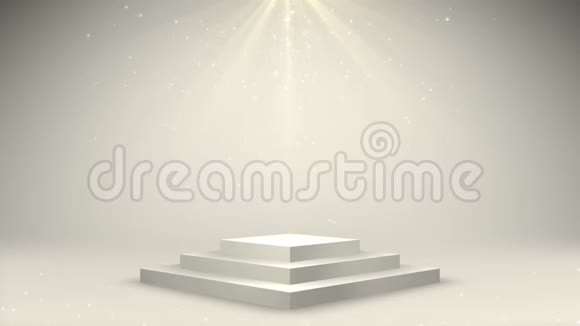 白色舞台讲台设有现场照明空场景为颁奖典礼或在灯光背景上做广告装载视频的预览图
