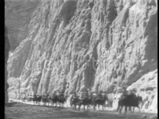 骑着马的士兵在山上骑马视频的预览图