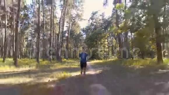 人在晨林中奔跑视频的预览图