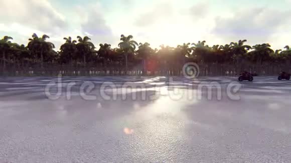 摩托车在晴天高速前进现实的4k动画视频的预览图