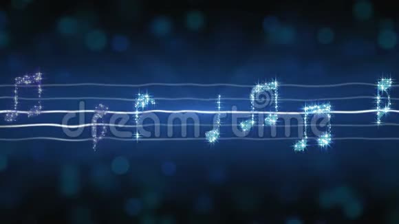 闪亮的银色音乐音符在床单上移动新年庆祝卡拉OK歌曲视频的预览图