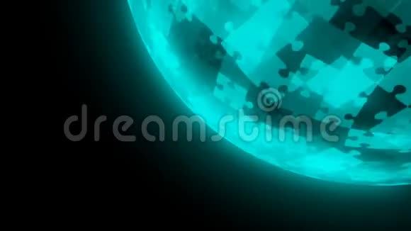 4K动画循环拼图地球图案蓝绿色插图视频的预览图