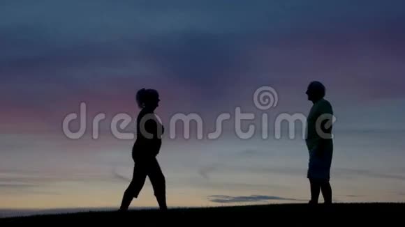 一对站在天空背景上的夫妇视频的预览图