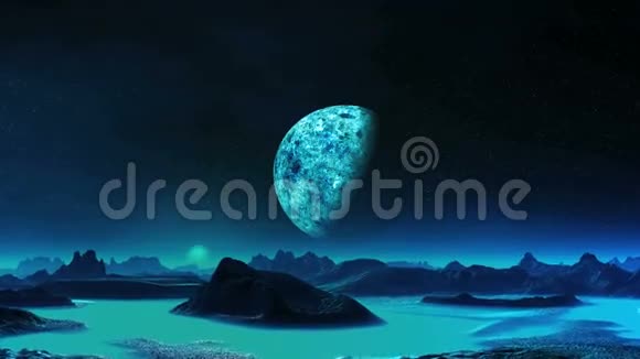 蓝月升起在外星球上视频的预览图