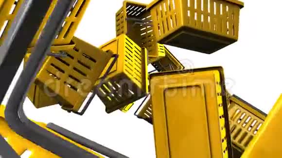 白色背景上的黄色购物篮视频的预览图