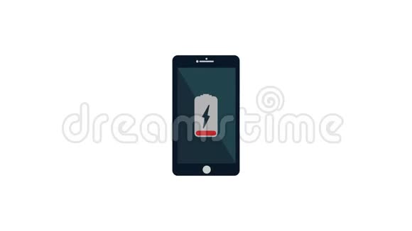 手机警告智能手机与红色充电电池图标在屏幕上4K分辨率运动图形视频的预览图
