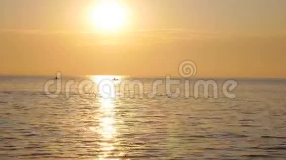 日出太阳在海面上鸟儿在海面上飞翔在波浪上飞翔视频的预览图