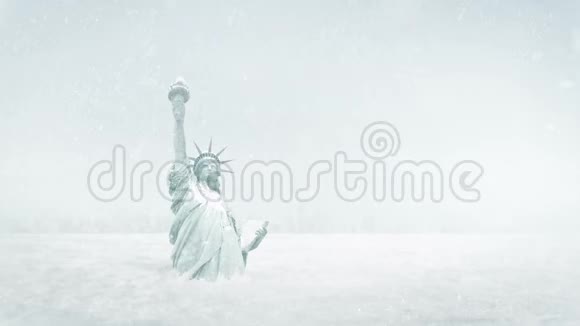 冰河时期冰冻的自由女神像视频的预览图