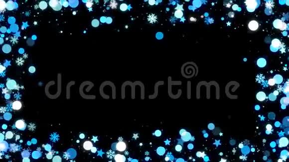 蓝色圣诞框架与雪花和星星与阿尔法通道循环视频的预览图