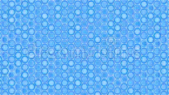 抽象几何图形无缝蓝色六边形图案闪烁背景视频的预览图