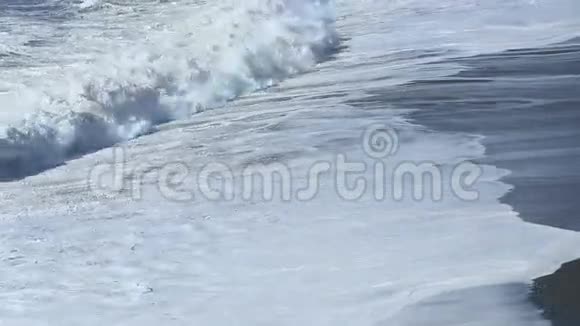冰岛维克黑沙滩海岸的海浪视频的预览图