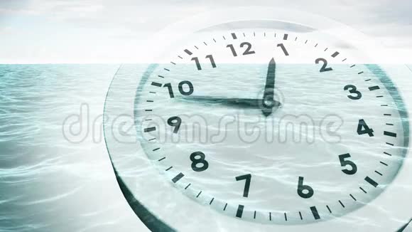 时钟在海洋动画上滴答作响视频的预览图
