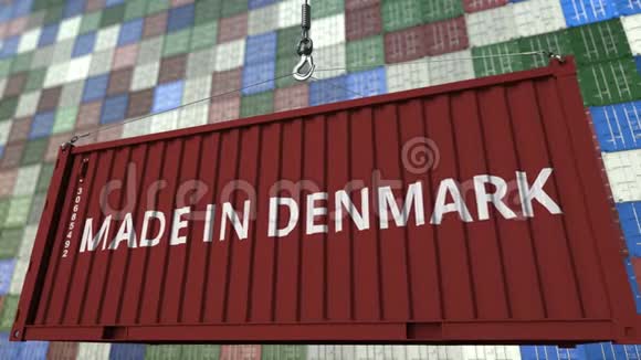 带有标记标题的容器丹麦进口或出口相关可循环动画视频的预览图